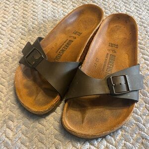 Birkenstock Black Single Strap Madrid Slide Sandals